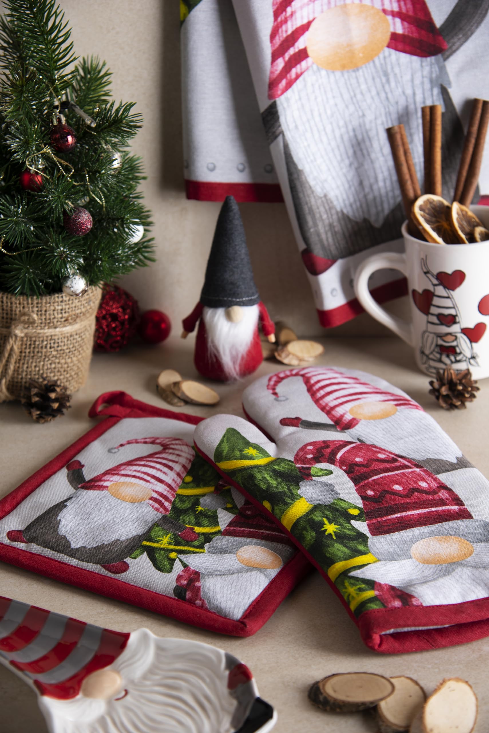 Excelsa Weihnachts Ofenhandschuh - Gesteppter Wichtel Design Handschuh