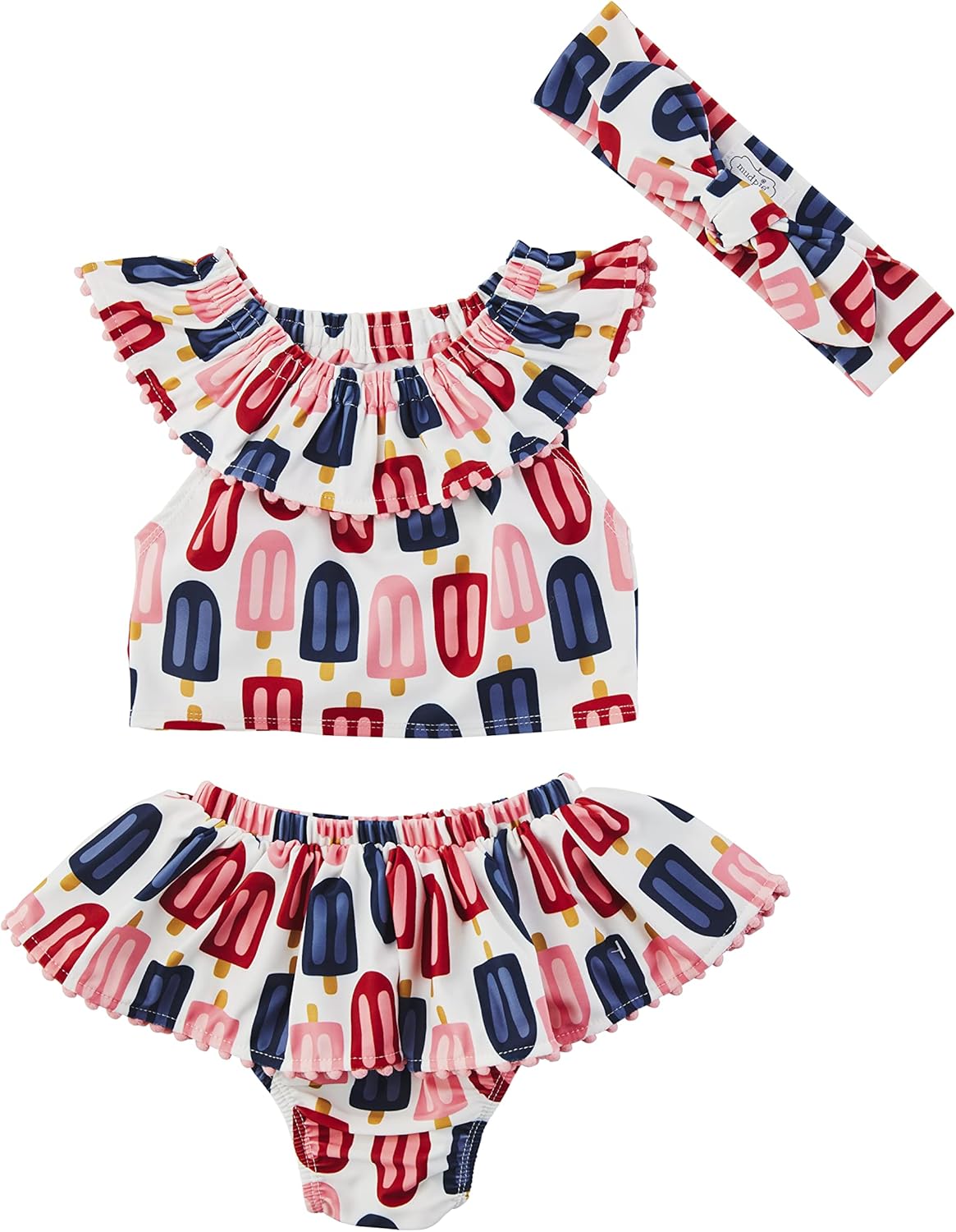 Mud Pie Girls Toddler Bikini and Headband Set