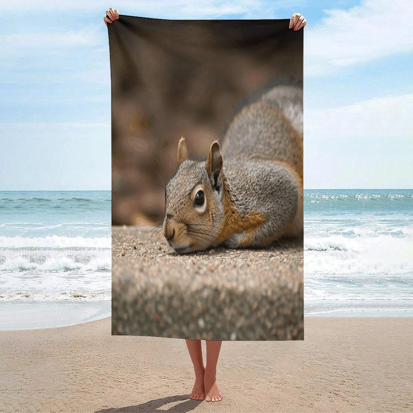 Adfgyerh Unisex Style Squirrel Just Laying Bath Towels Beach Towel Lightweight Quick Dry, Bath Towel For Travel Sports Pool Swimming Bath Camping Yoga Adults130x80cm