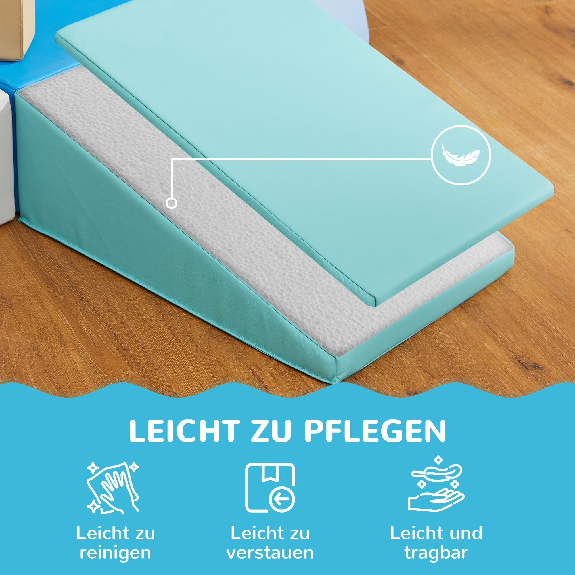 AIYAPLAY Baby Motorik-Schaumstoff-Bausteine | Mit synthetischem Bezug, Lernspielzeug, für Vorschulkinder, 6 Stück, mehrfarbig