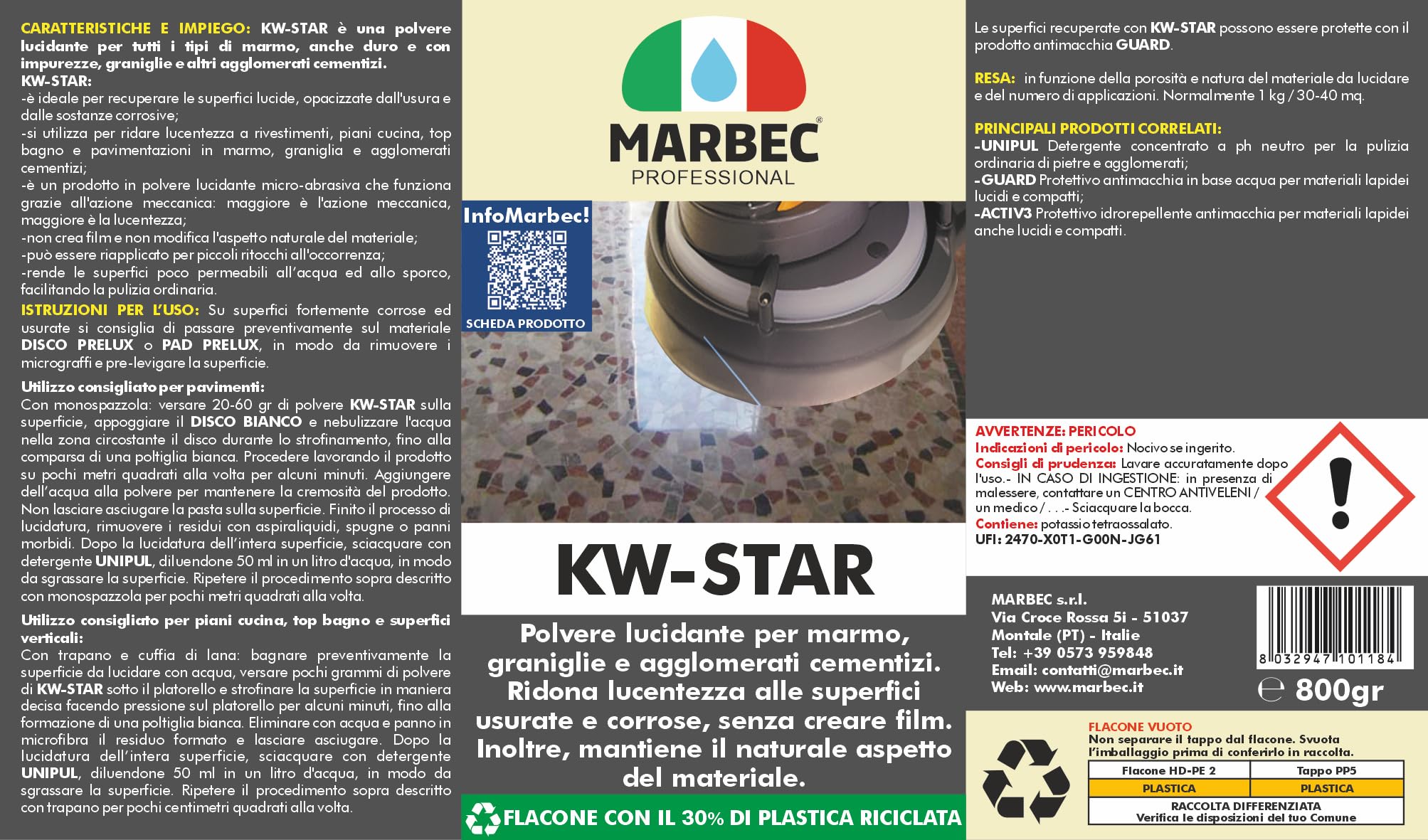 MARBEC KW-STAR 800GR Cristallizzante marmo travertino graniglie palladiane marmette
