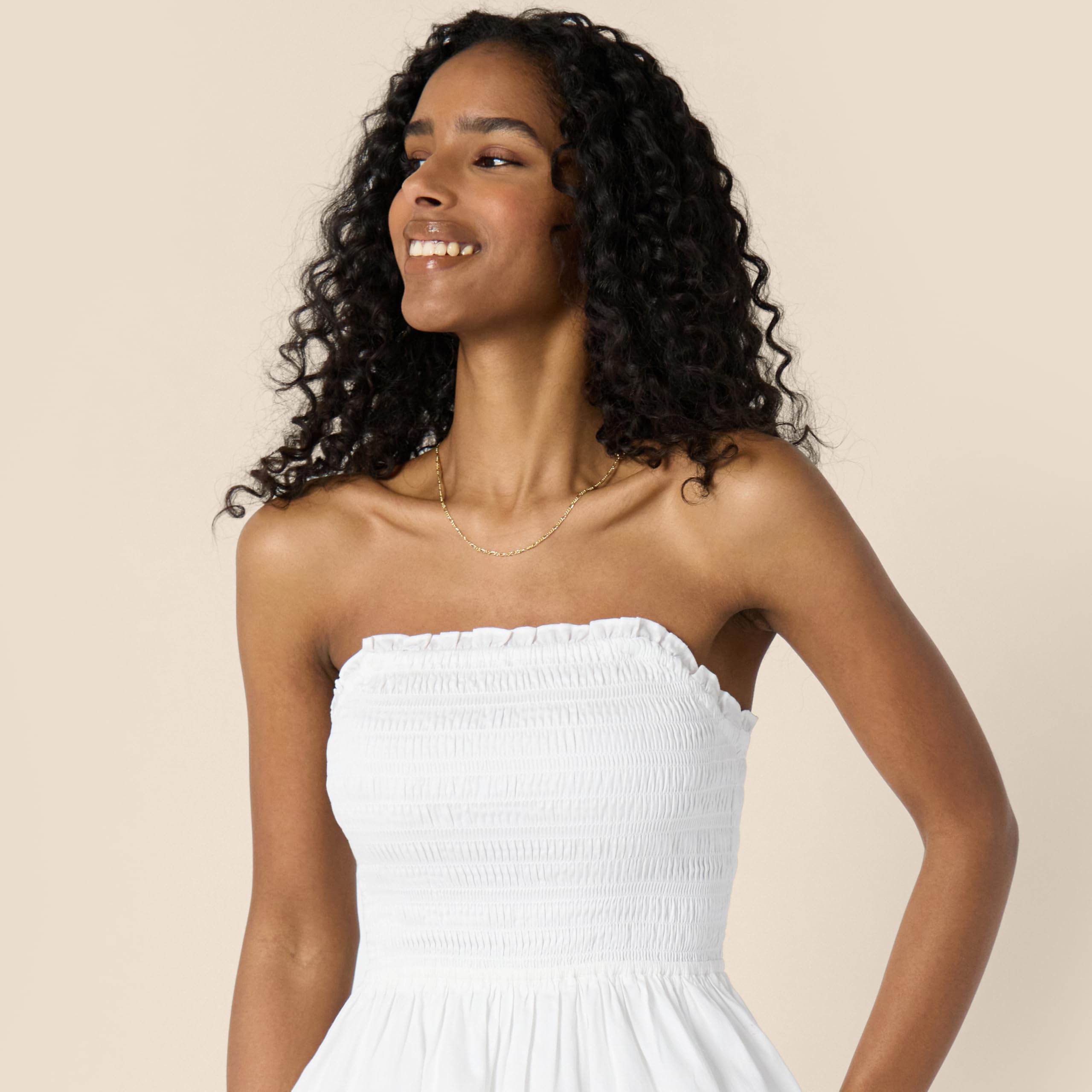 Amazon Essentials Abito con Corpetto Ricamato a Punto Smock in Raso di Cotone, Vestibilità Classica Donna