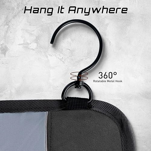 Miniatura 2 de GUZINC Neceser para hombre, bolsa de aseo de viaje, organizador de viaje colgante para hombres, resistente al agua, bolsa de afeitar de piel