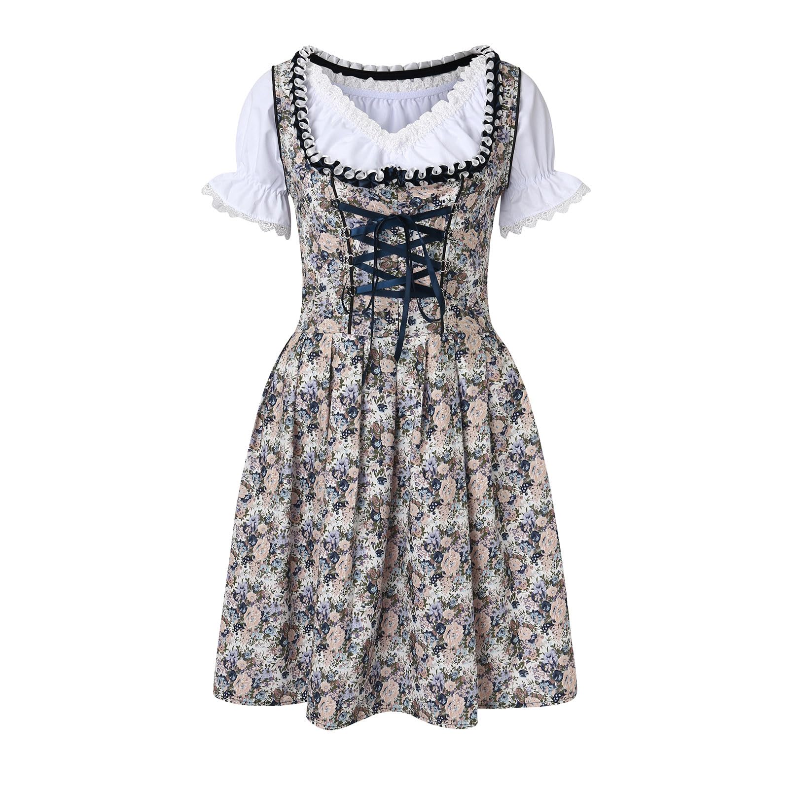 Vestito Dirndl Tedesco da donna, a spalle scoperte, Oktoberfest birra da ragazza, 3 pezzi, taglia grande, abito a maniche a campana, abito