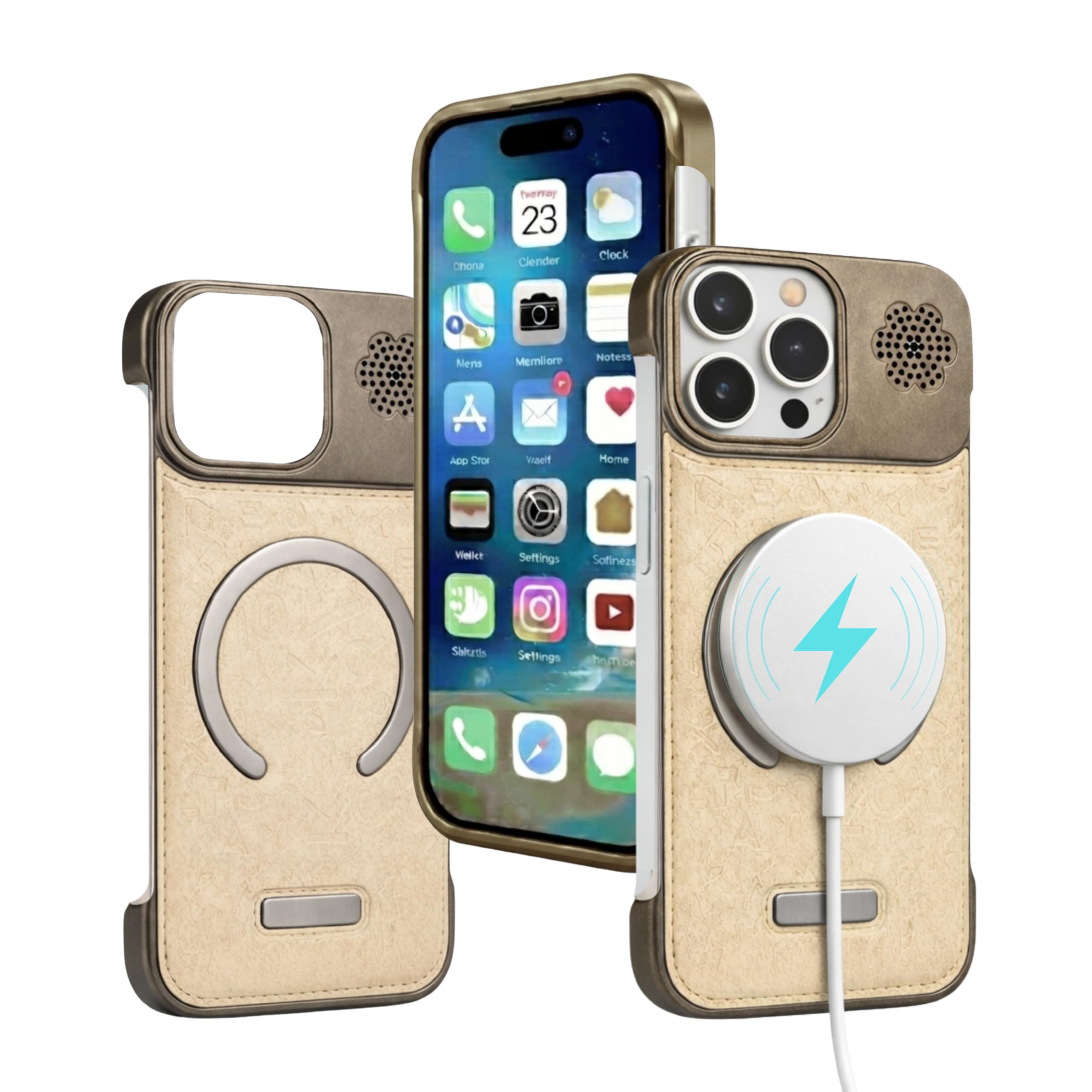 Original Premium Luxury Soft Embossed Leather for iPhone 15 Pro