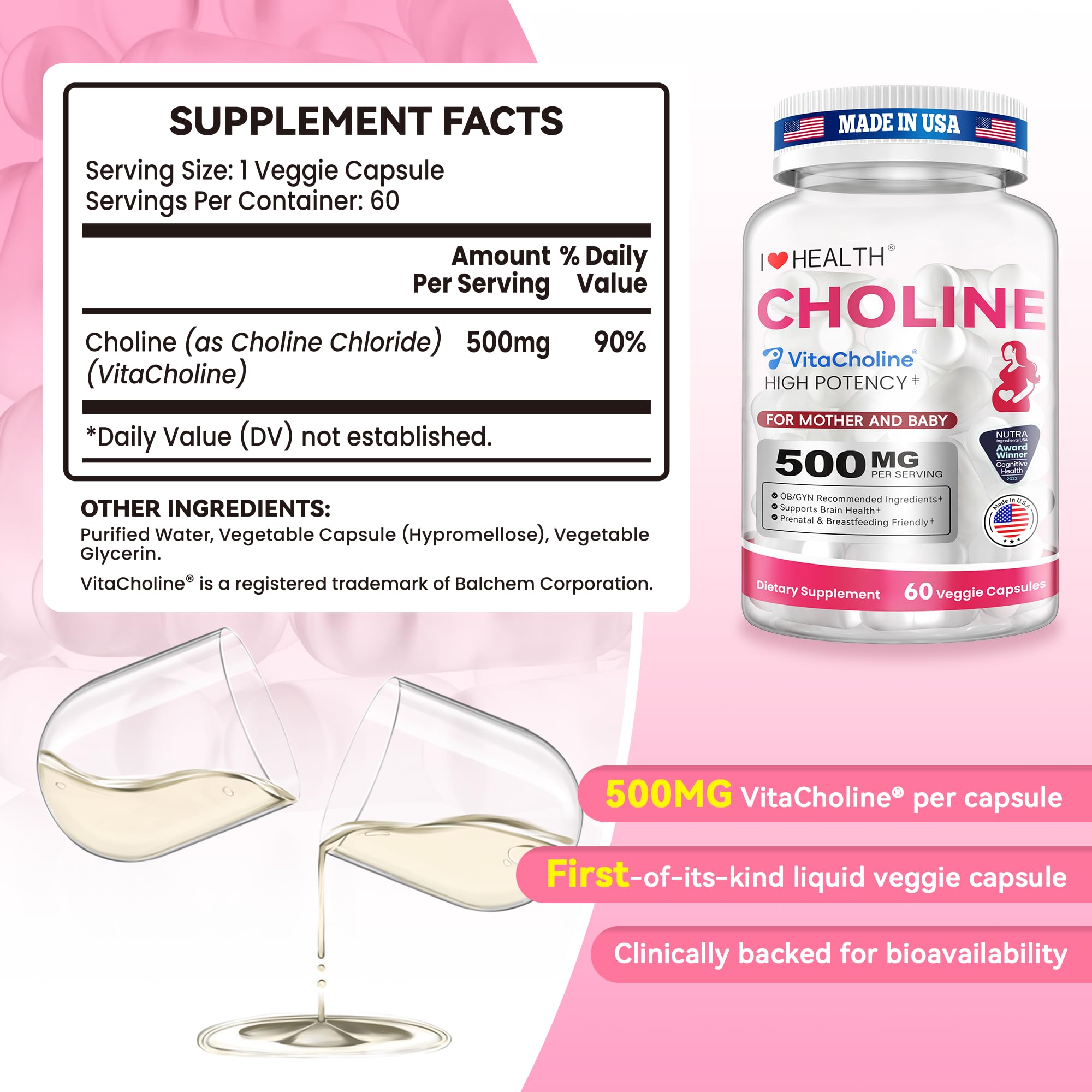 VitaCholine® Liquid Choline 500mg Supplement, Prenatal Formula to Support Baby’s Brain Development During Pregnancy and Breastfeeding, 60 Day Supply* — Amazon image 8