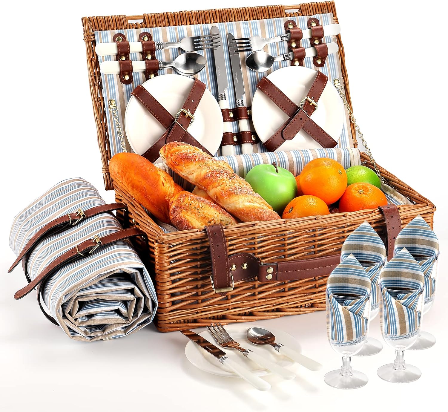 HYBDAMAI Picnic Basket for 4 Persons with Waterproof Picnic