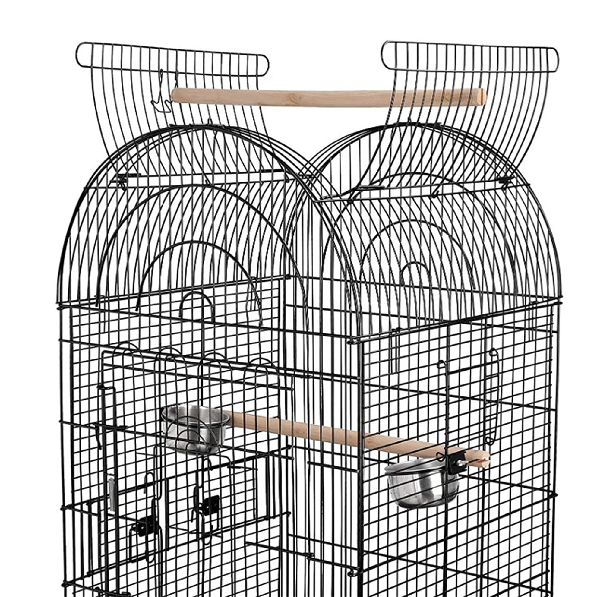 MINGYI Großer Vogelkäfig mit Fuß Voliere für Vögel, innen und außen, mit Fuß für Papageien/Wellensittiche/Kanarien/Parakete/Nymphensittich/Finken (Schwarz, 59 × 59 × 150 cm)