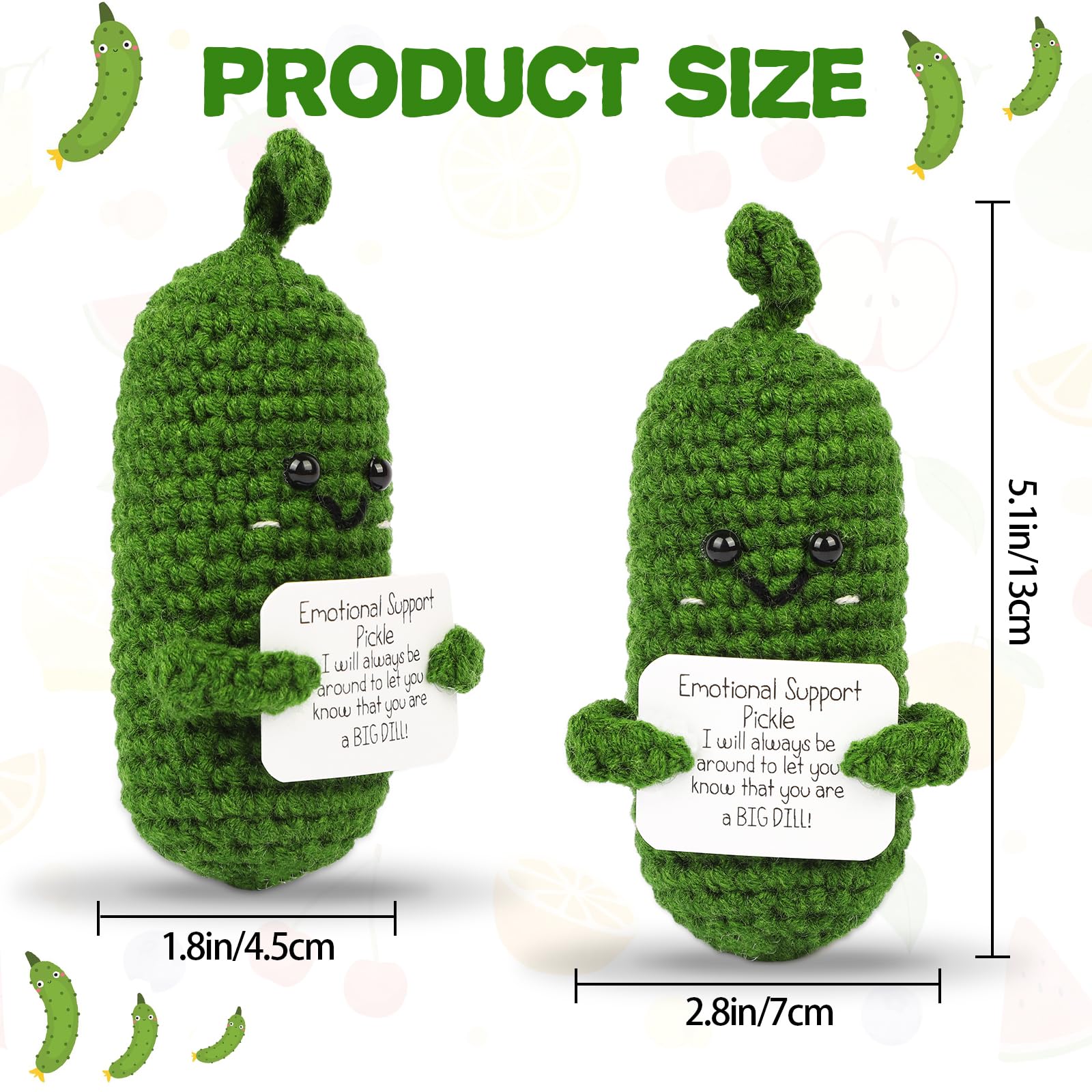 Hoedia Emotional Pickle Small Mother’s Day Easter Gifts for Women Men Her Him, Crochet Cucumber Cute Funny Inspirational Support Stuffers College Office Friend Birthday Basket Filler Decorations