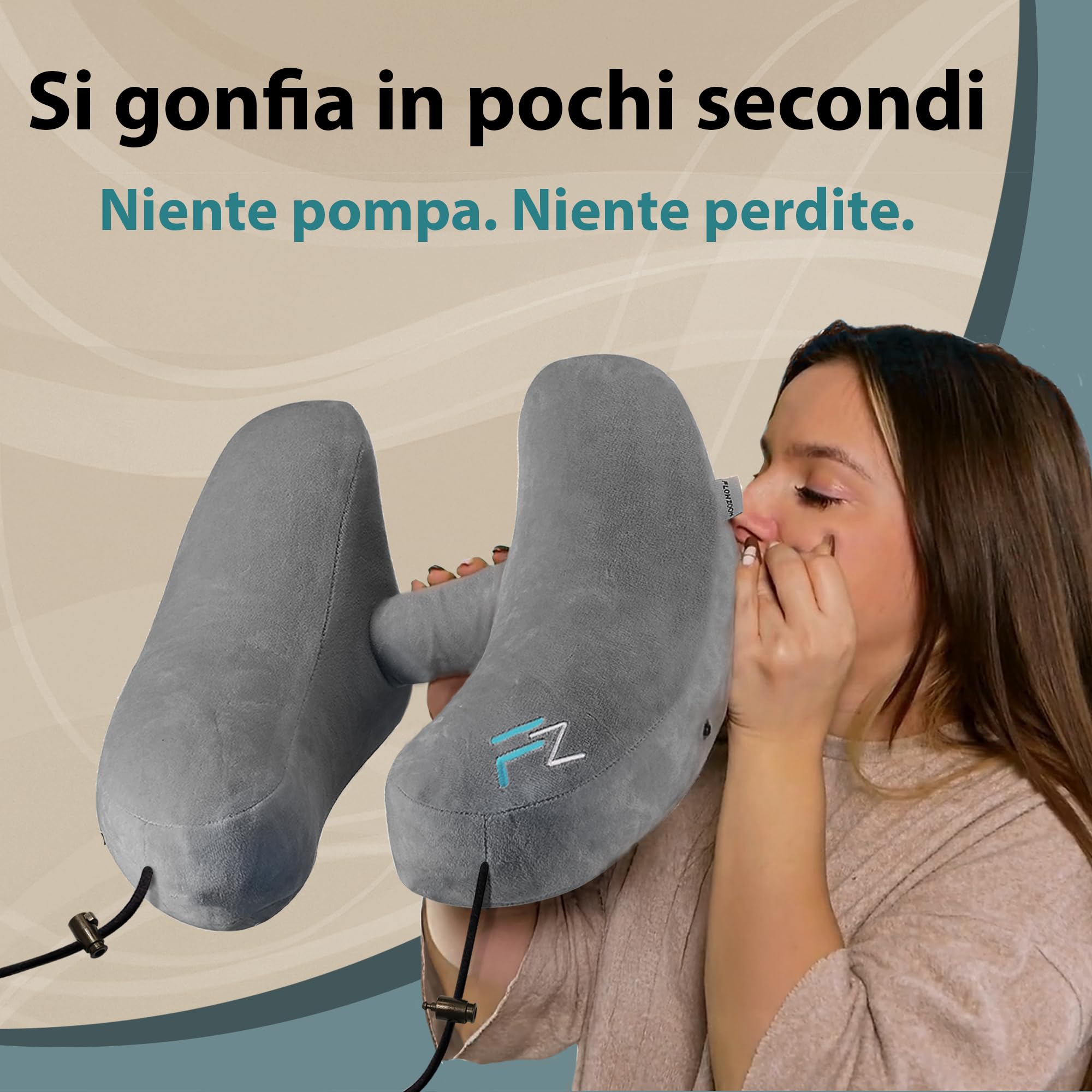 FLOWZOOM Cuscini da viaggio gonfiabili AIR Duo Premium (Taglia L e M)