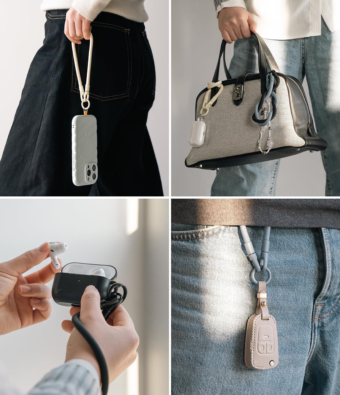 Ringke Holder Link Flow Hand U-Type for Phone Lanyard, Lightweight Soft Adjustable Wrist Strap with Tether Tab for Women, Men