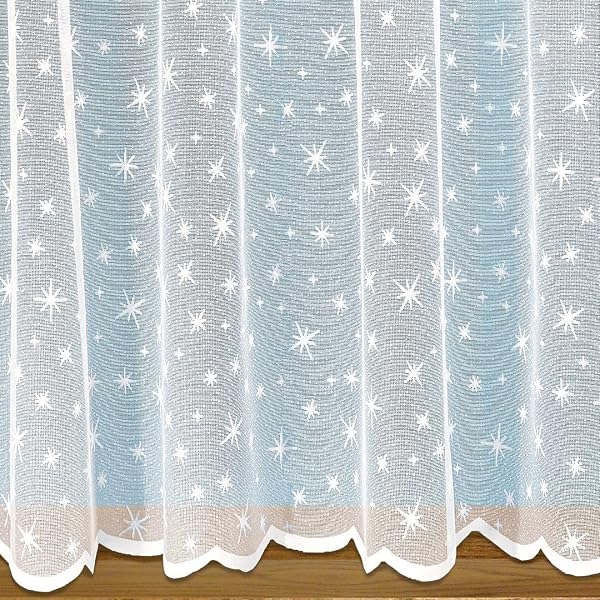 John Aird - Stars Design Net Curtain - Select Your Size (2 Metres Width, Drop: 36" (91cm)) - 1