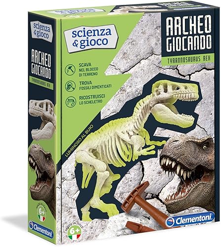 Clementoni Archeogiocando-T-Rex Brillante en la oscuridad, multicolor, 19165