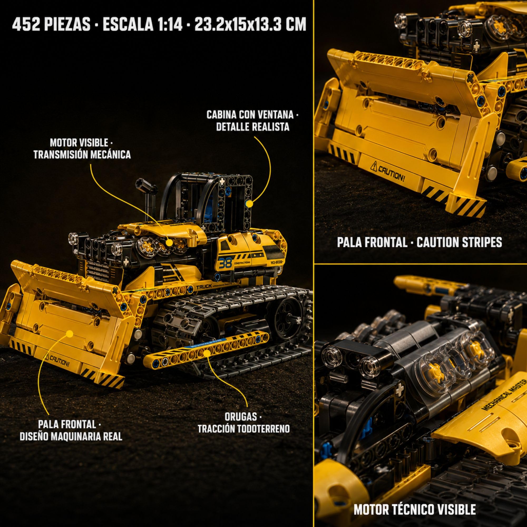 iM.Master STEM Academy: Mechanical Master - R/C 3 en 1: Crawler & Bulldozer -452pc- Vehículo Modelo de Ladrillos, Control Remoto, Juego de Actividades de Bloques de construcción
