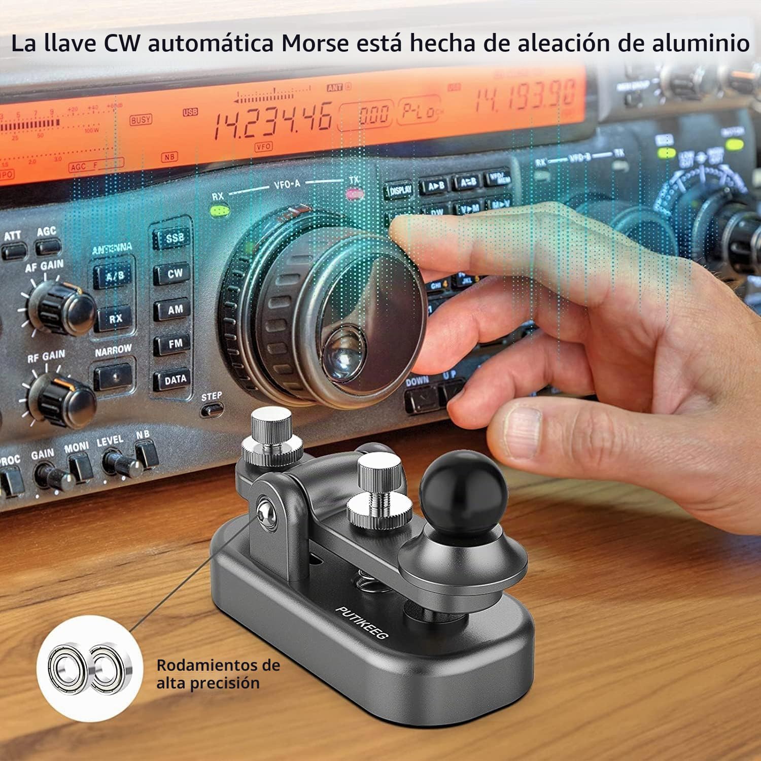 Putikeeg CW manipulador morse,llave recta código morse ,radioaficionados equipos,ham radio manipulador telegrafo,llave telégrafo.