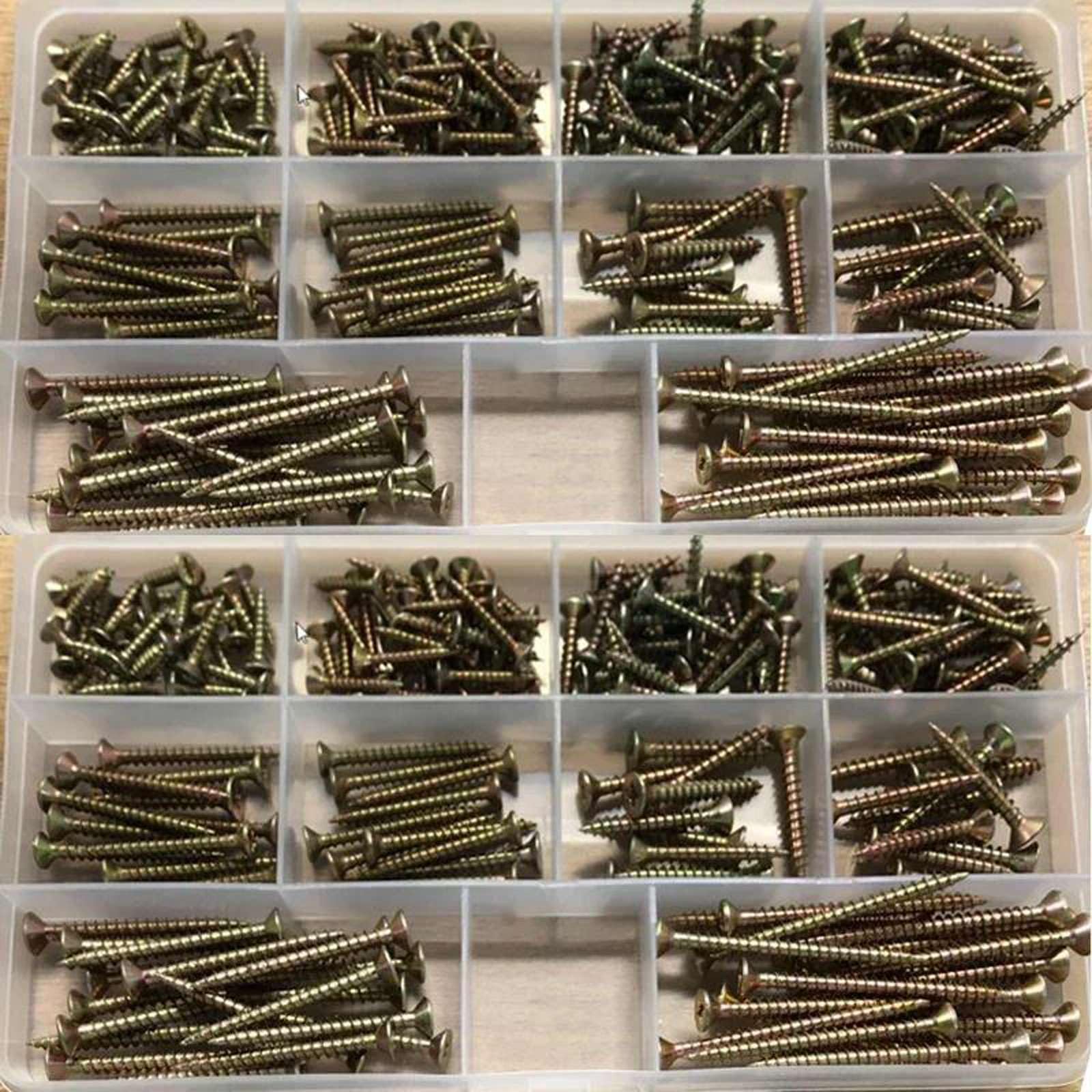 200Pcs Boîte Fraisé Croix Autotaraudeuse Vis Fixe Vis Croisée Vis à Clous en Panneau de Fibres de Bois zinguées colorées