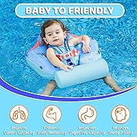 Vista 4 de Mambobaby Baby Float with Canopy & Tail Non-Inflatable Baby Swim Float Upgrade Soft Infant Pool Float Sun Protection Newborn Pool Float 3-24 Months