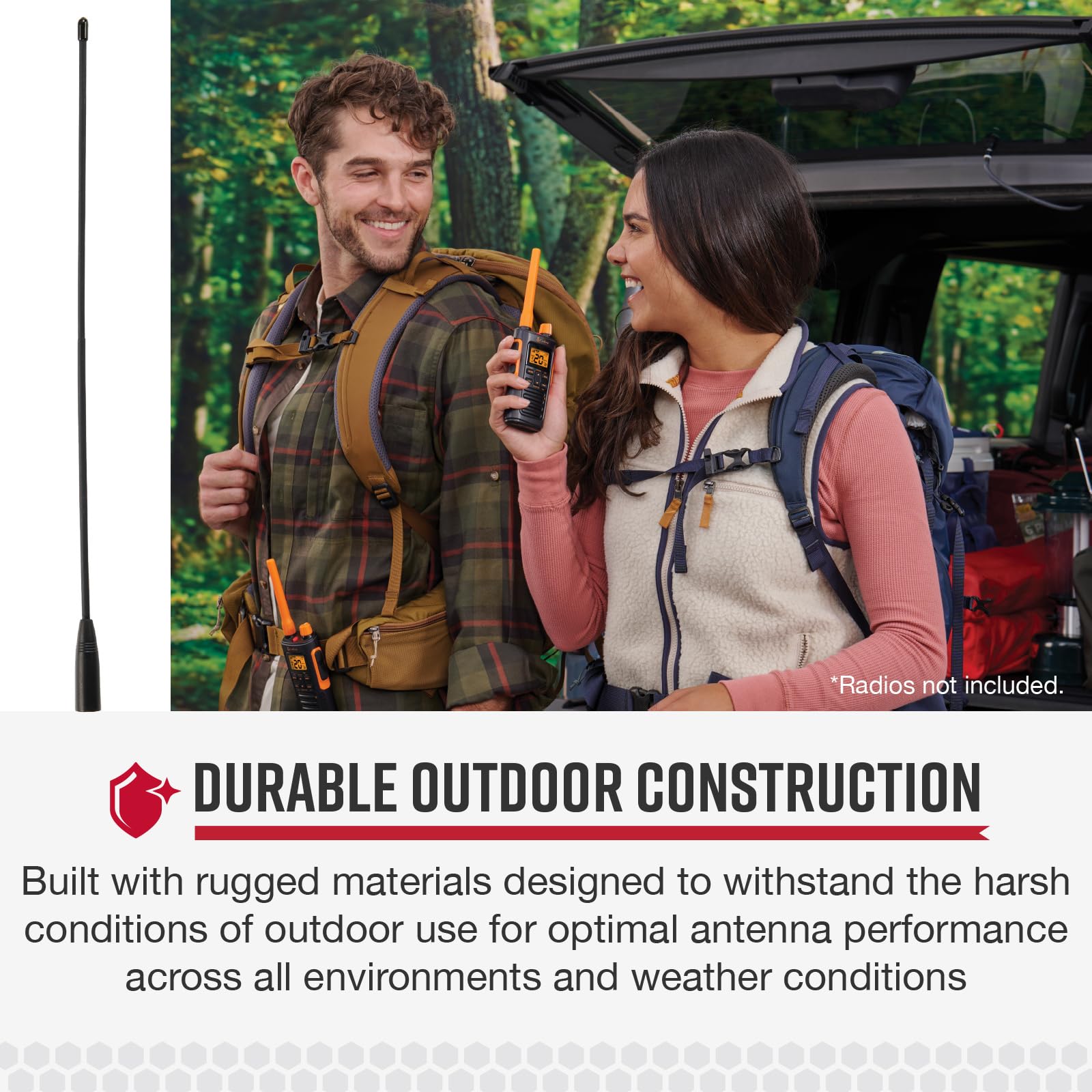 Cobra GMRS Antenne à gain élevé pour radios bidirectionnelles – Portée étendue de 38,1 cm + 3 dBi Antenne fouet à gain élevé pour radios portables GMRS et talkie-walkie