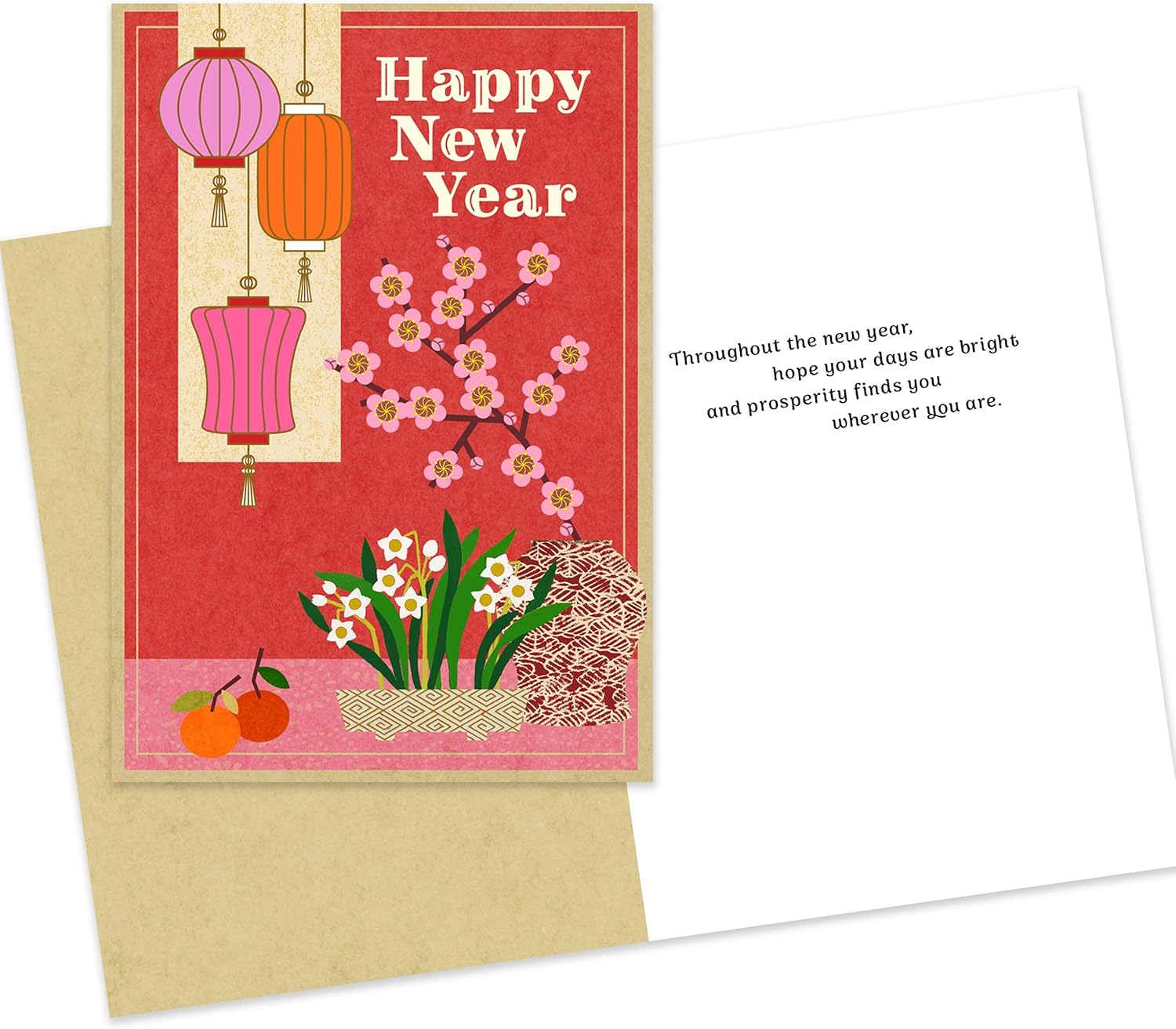 Hallmark Business Bulk 25 Pack Lunar New Year Cards for Customers and Employees (Fruit Blossoms), 5x7 Cards, Message Inside, Envelopes Included