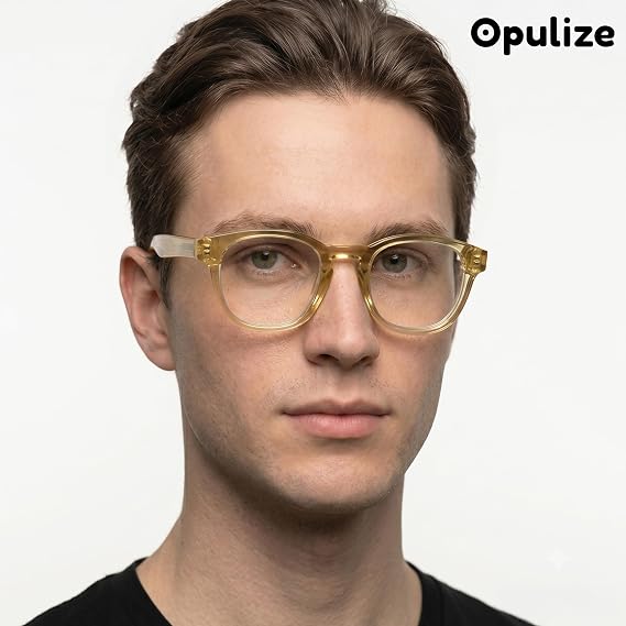 OPULIZE 1 Pack AWE Reading Glasses for Women Men, Blue Light Blocking, Retro round style, Computer Eye Glasses