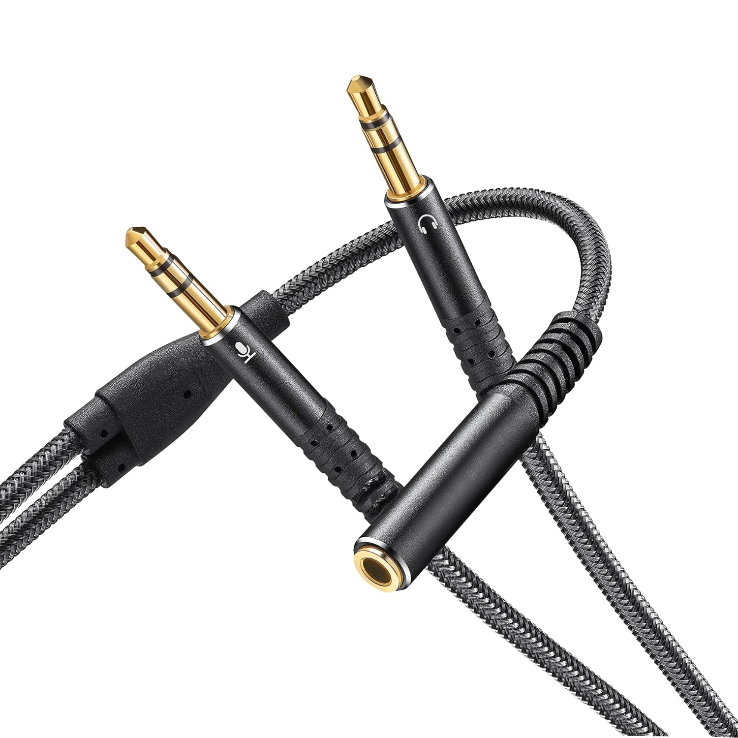 Headphone Splitter, 3.5mm Headphone Jack Splitter, TRRS Female to TRS Male Microphone Jack/Audio