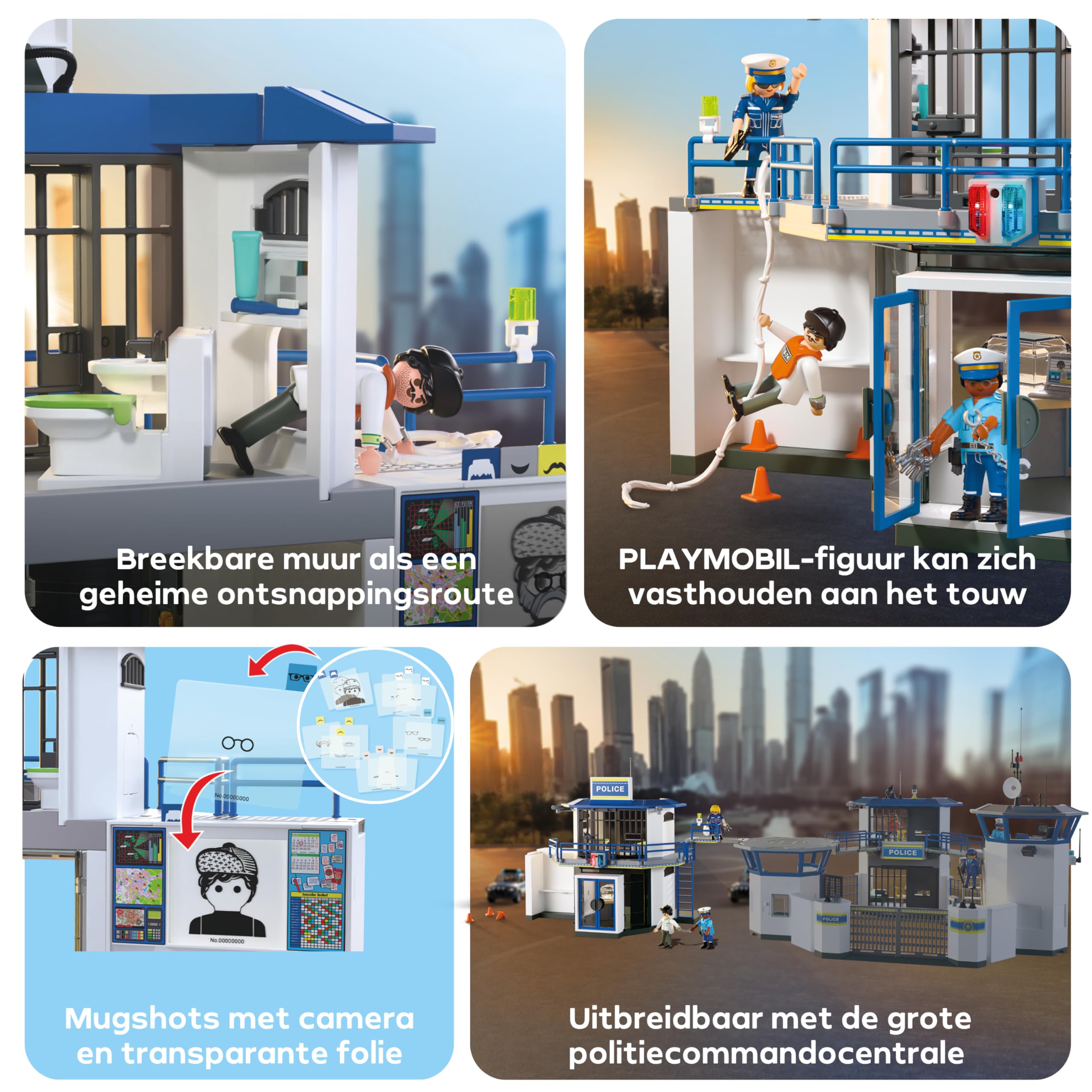 Playmobil City Actions - 71874 - PLAYMOBIL Politiebureau Onderzoeksruimte - Het nieuwe politiebureau met opsporingsruimte kan met een loopbrug aan het