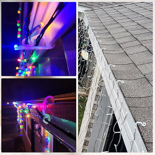 Miniatura 3 de 120 clips de luz de Navidad para exteriores, ganchos de luces de Navidad, clips de mini ganchos de plástico para colgar canalones, resistentes a la