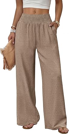Sampeel Wide Leg Pants Woman High Waist Trousers with Pockets Casual Lounge