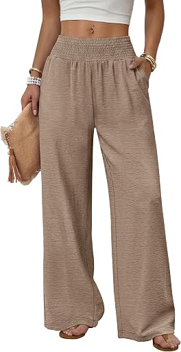 Sampeel Wide Leg Pants Woman High Waist Trousers with Pockets Casual Lounge
