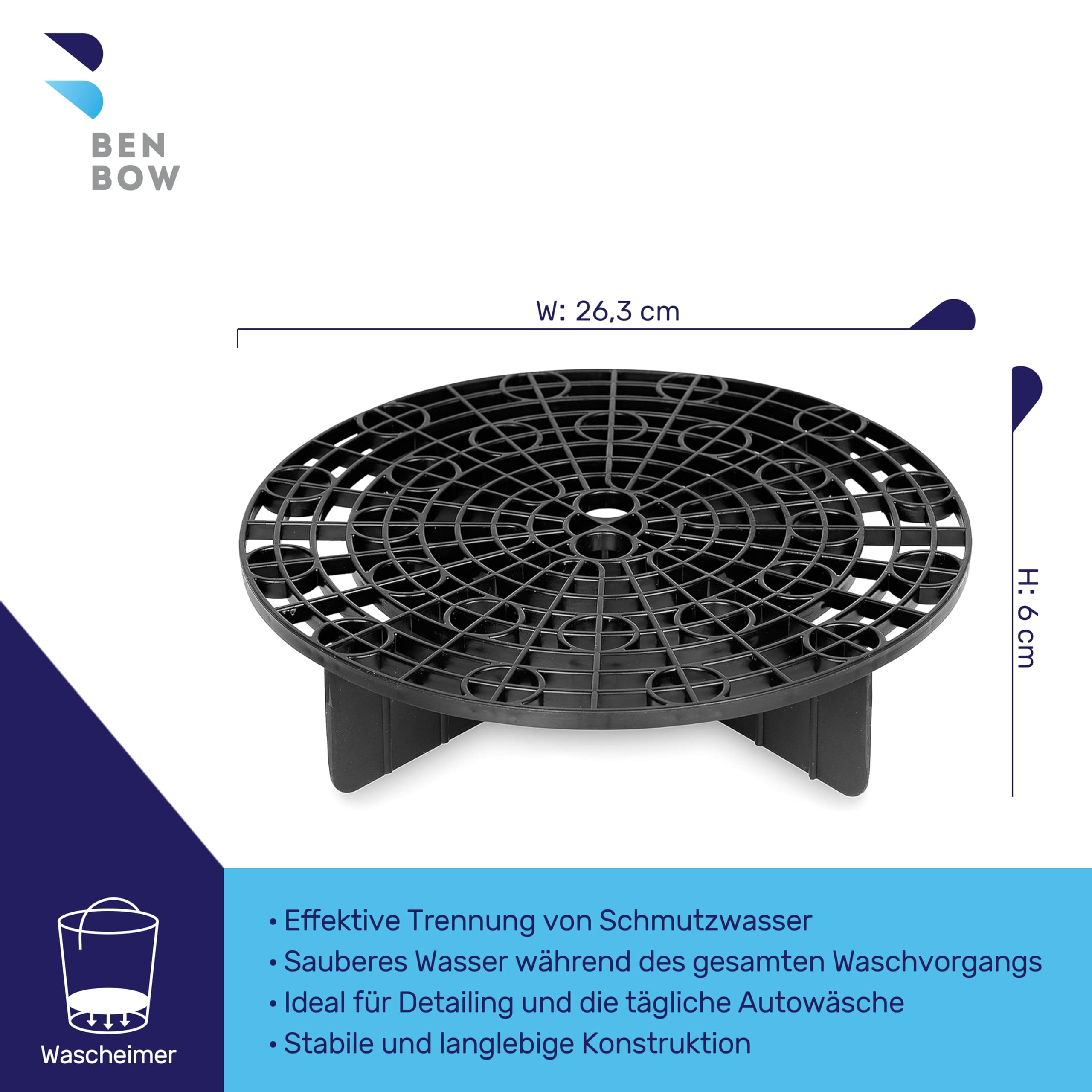 BenBow - Wascheimer mit Schmutzsieb - 20 Liter transparent - Robust langlebig und ideal für die professionelle Hand-Autowäsche und Werkstattanwendungen - Waschanlage - perfekt zum Sauberhalten