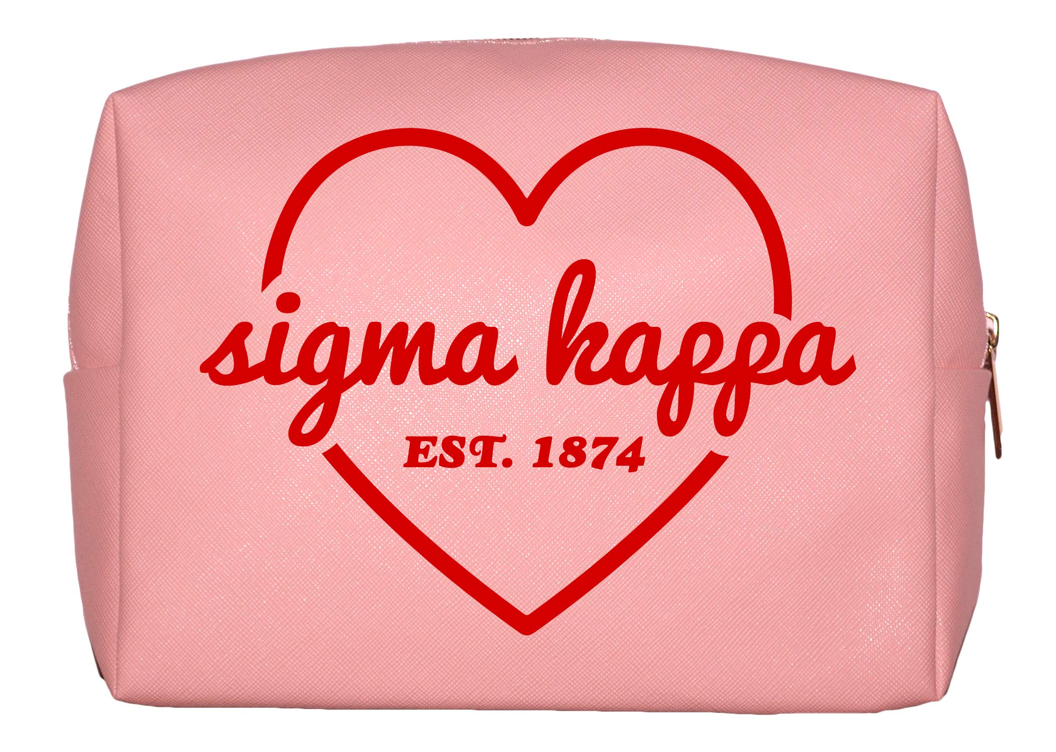 Sorority ShopSigma Kappa Makeup Bag - Multi-Purpose PU Leather, Water-Resistant Makeup travel bag with Licensed Design and Zipper Closure, Perfect Sigma Kappa Sorority Gifts for Women