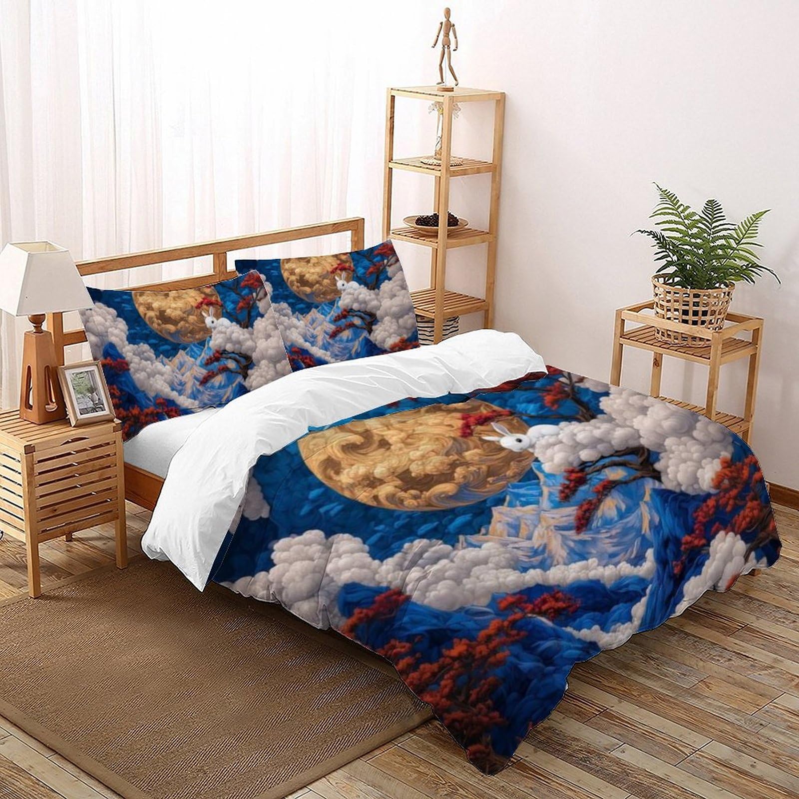 Housse de couette double 200x200cm paysage imprimé 3D microfine avec taies pour lit fille
