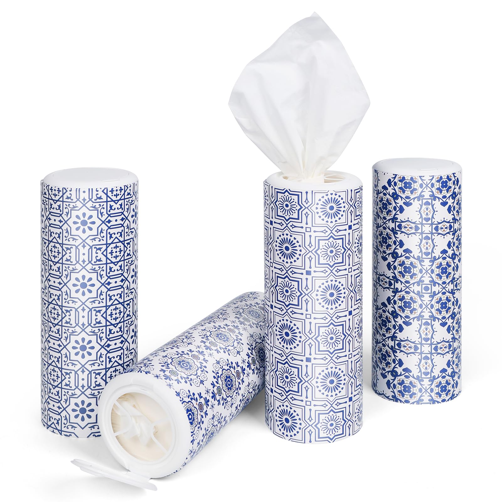 Pack Of 16 Boho Round Tissue Box Tissue Holder For Car With Face Tissues, Cylinder Tissue Holder For Car, Round Containers, Travel Tissues For Car - View #12