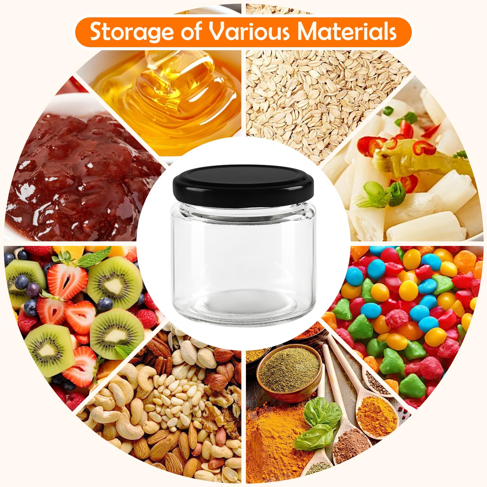 Lot de 24 Pots à Confiture de 150ml avec Couvercl, Petit Pot en Verre avec Couvercle avec Étiquettes et Marqueur,Lavables en Machine,Bocaux à Dessert,Idéaux pour les Confitures et Conserves