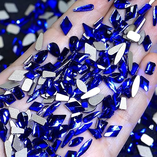 Miniatura 2 de HNUIX 300 diamantes de imitación para uñas, gemas azules para uñas, 10 estilos mezclados, multiformas, diamantes brillantes de cristal 3D, parte