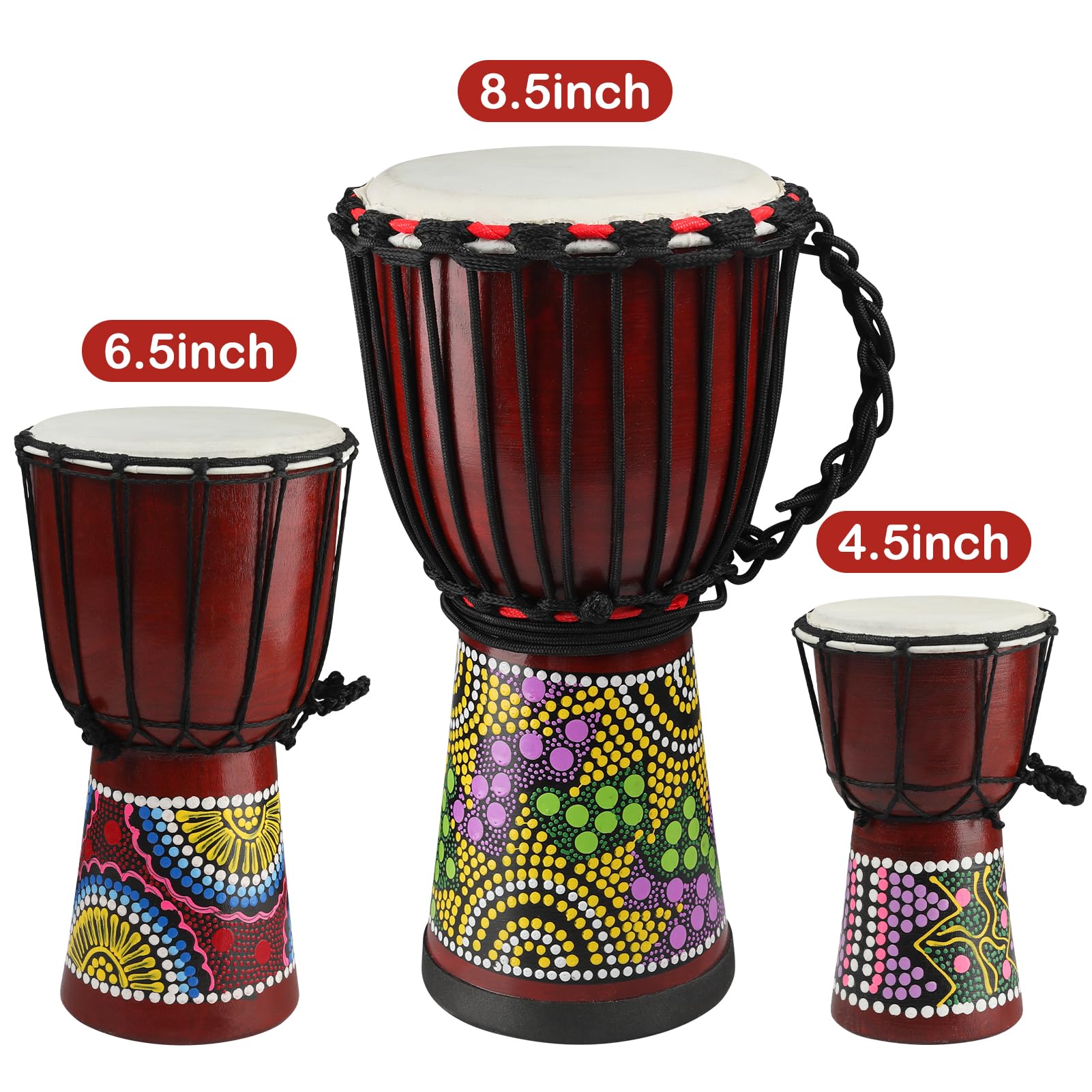 Amazon | 木製ジャンベドラム、6.5インチ×12インチの彫刻マホガニー