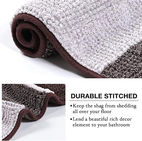 Miniatura 6 de Tapete de baño de felpa de chenilla de microfibra, diseño de rayas degradadas, ultrasuave, lavable, tapete de baño