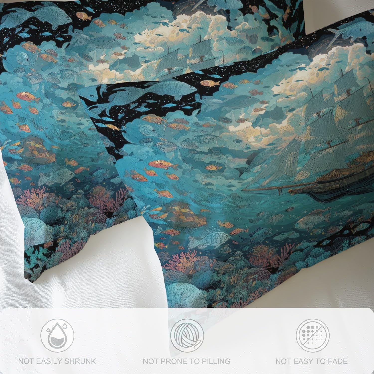 Zestaw pościeli, Anime Blue Zipper, Fantasy Ocean Candle Super Soft And Lovely Microfiber Bedding Bedding 3 Pieces, Duvet Cover 260x240cm And Covers