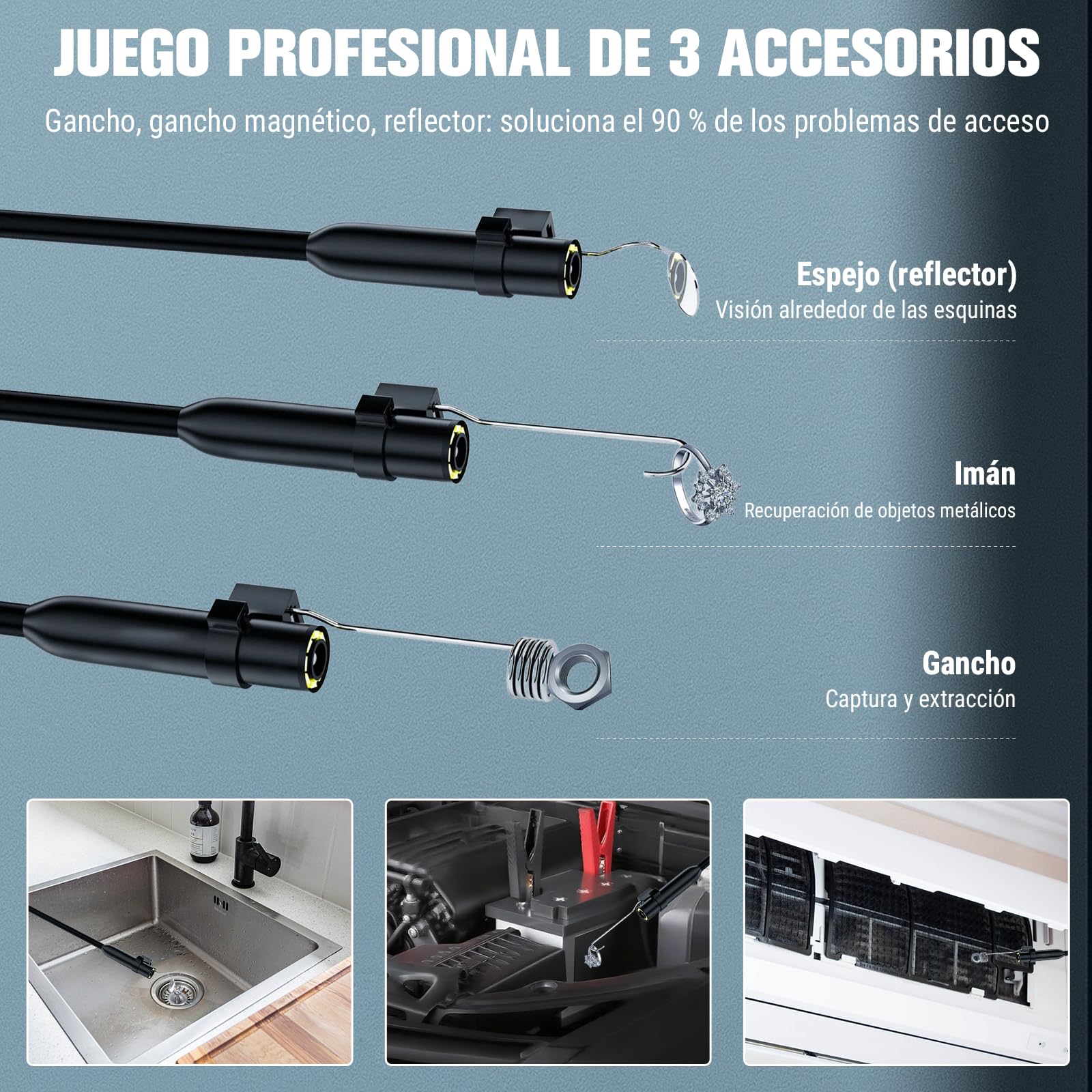 endoscopio camara de inspeccion, camara inspeccion tuberias 3,9 mm avec lumière, 1920p Boroscopio inspección Serpiente avec 6 led, étanche endoscope avec câble, pour mécanique auto tuyauterie(2m)