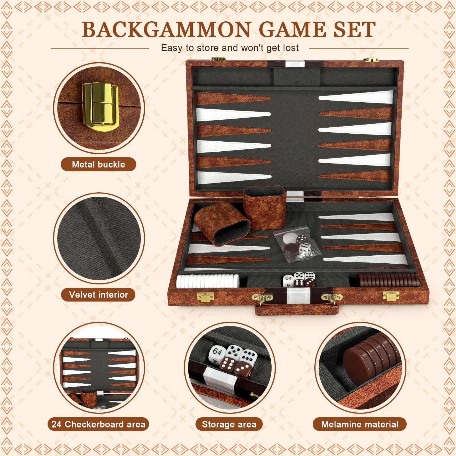Backgammon Magnétique Voyage Lohofrnny – 23,5 Cm – Cuir & Feutrine – 2 Joueurs – Cadeau Famille