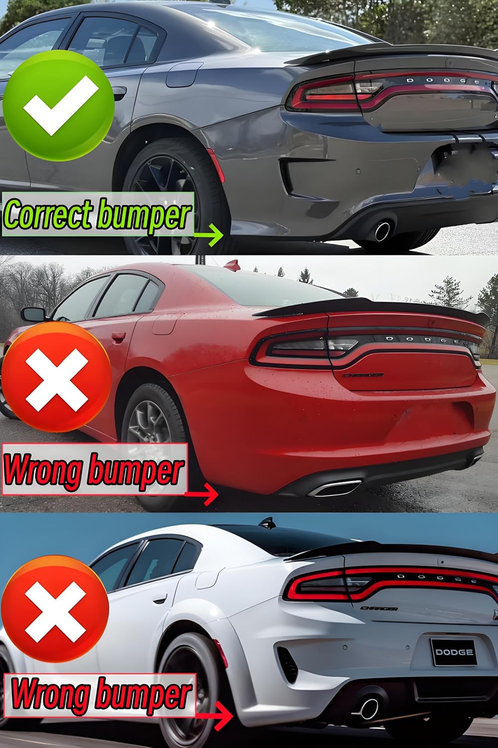 Rear Bumper Spoiler Lip Diffuser Splitter Protector Fit for Dodge Charger SRT, R/T 392, GT, Daytona, Scat Pack 2015-2023, Rear Bumper Side Apron Spat Valance Accessories (Carbon Fiber Style)