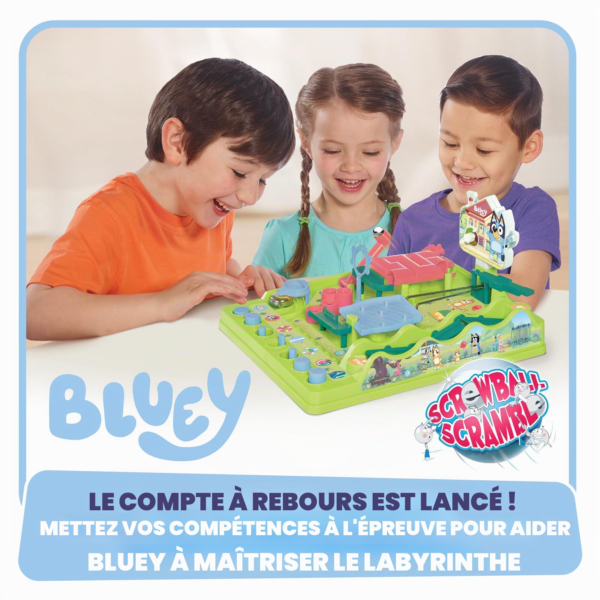 Tomy Bluey Screwball Scramble Marble Labyrinthe – Jeux pour Enfants – Jeux de Maternelle et préscolaire – Cadeaux Bluey pour Enfants – 1 à 4 Joueurs – À partir de 5 Ans