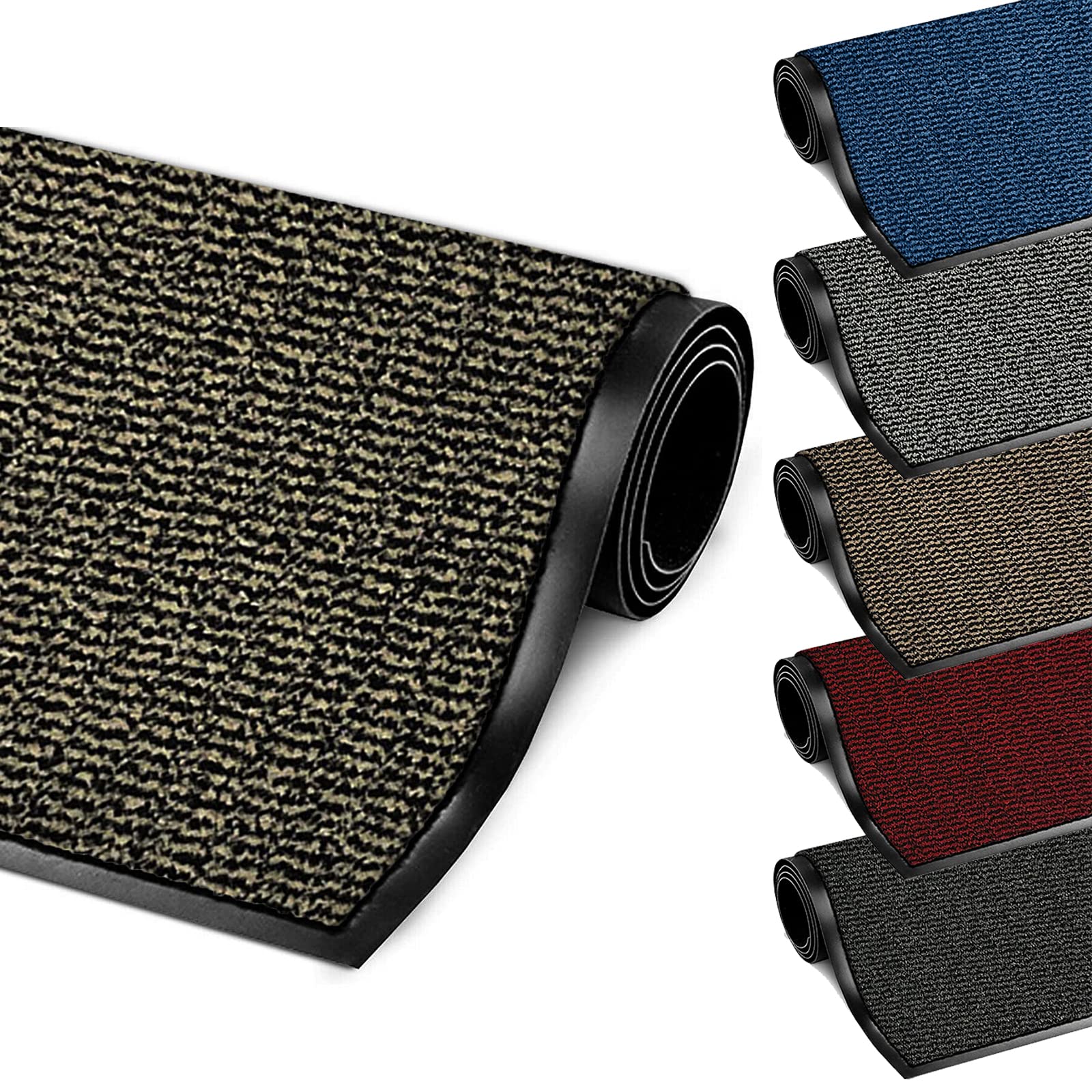 FB FunkyBuys® LARGE SMALL KITCHEN HEAVY DUTY BARRIER MAT NON SLIP RUBBER BACK DOOR HALL RUGS AND VARIOUS SIZES (60x120 cm, Grey/Black)