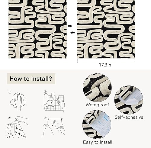 Miniatura 3 de Papel tapiz de despegar y pegar, diseño geométrico, moderno, autoadhesivo, extraíble, grueso, impermeable, fácil de limpiar, papel decorativo para