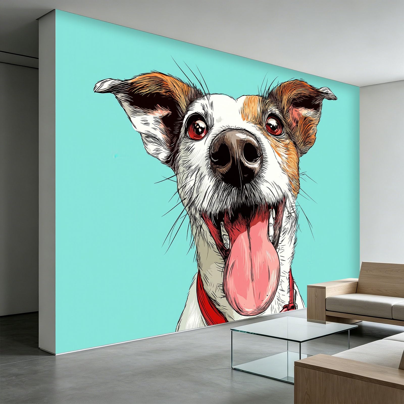 Tapeta z efektem 3D, Jack Russell Terrier, 350 x 256 cm, murale ścienne, zwierzęta z kreskówki, włóknina, fototapeta do sypialni dziecięcej, miłośnika zwierząt domowych, dekoracja, łatwa w instalacji