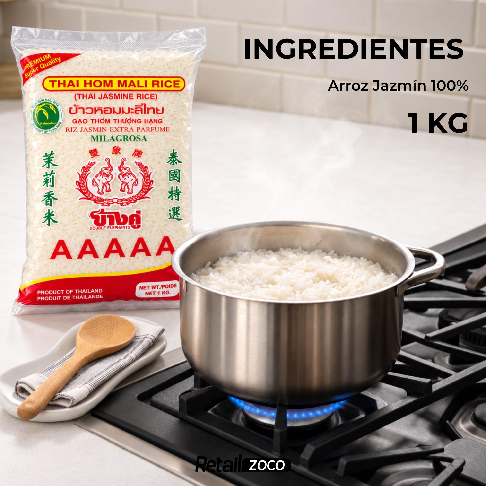 Arroz Jazmín Double Elephant, Origen Tailandia, 1 Unidad de 1 Kg - imagen 5