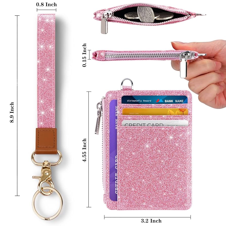 ◎FELLO◎ Wave Card Wallet Pink Amazon.com : WAVEYU Pink Glitter Lanyard Wallet for Women Girls