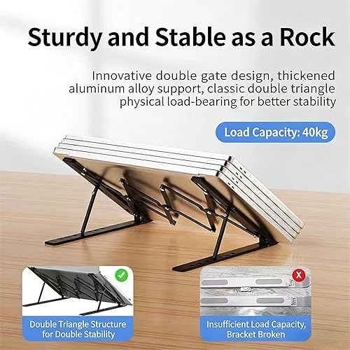 Miniatura 5 de Soporte ajustable para laptop  Elevador de aluminio para laptop para escritorio  Compatible con MacBook AirPro, Dell, HP, Lenovo y todas las