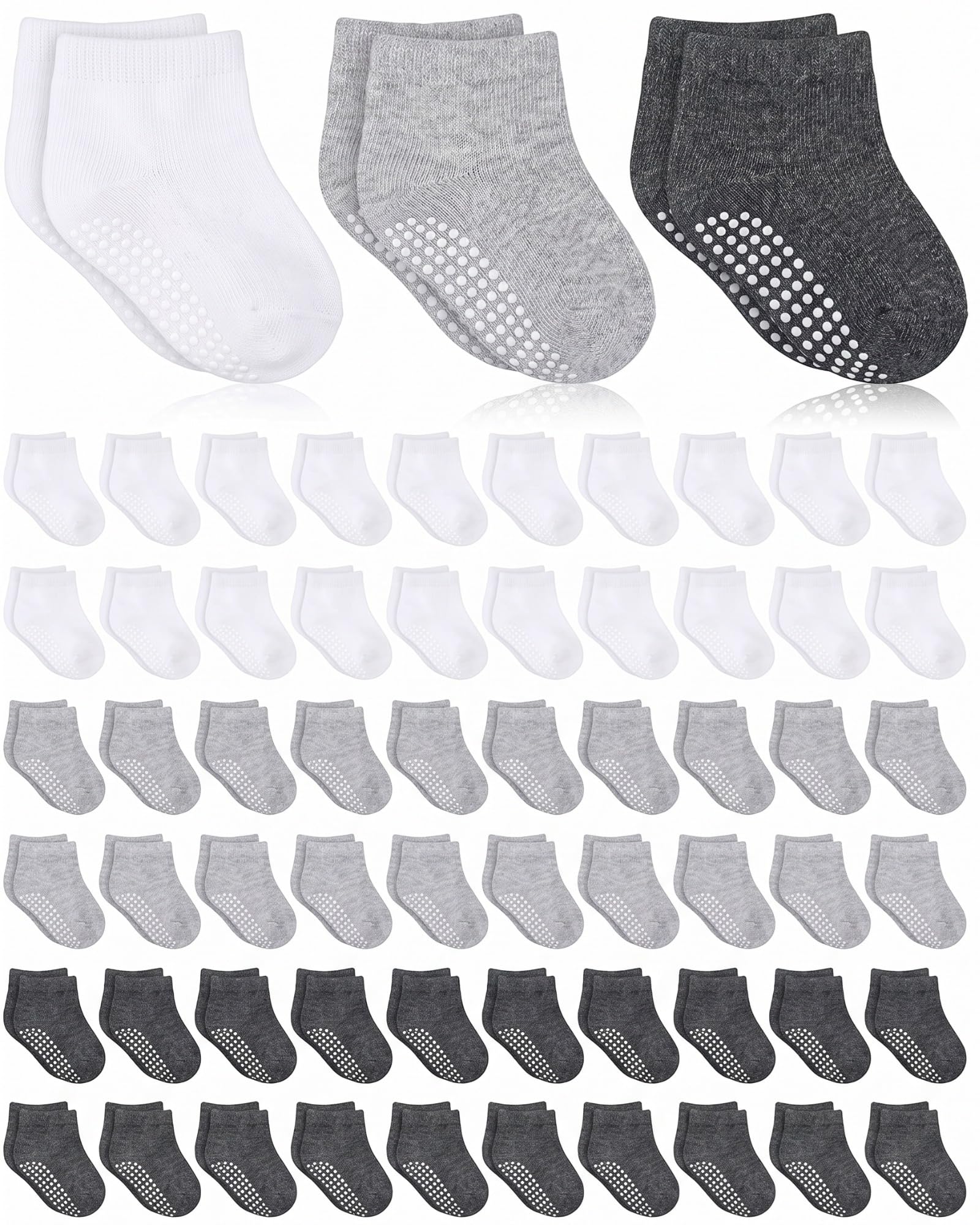 Jecery 60 Pairs Newborn Baby Socks Bulk, Infant Anklets Unisex Cotton