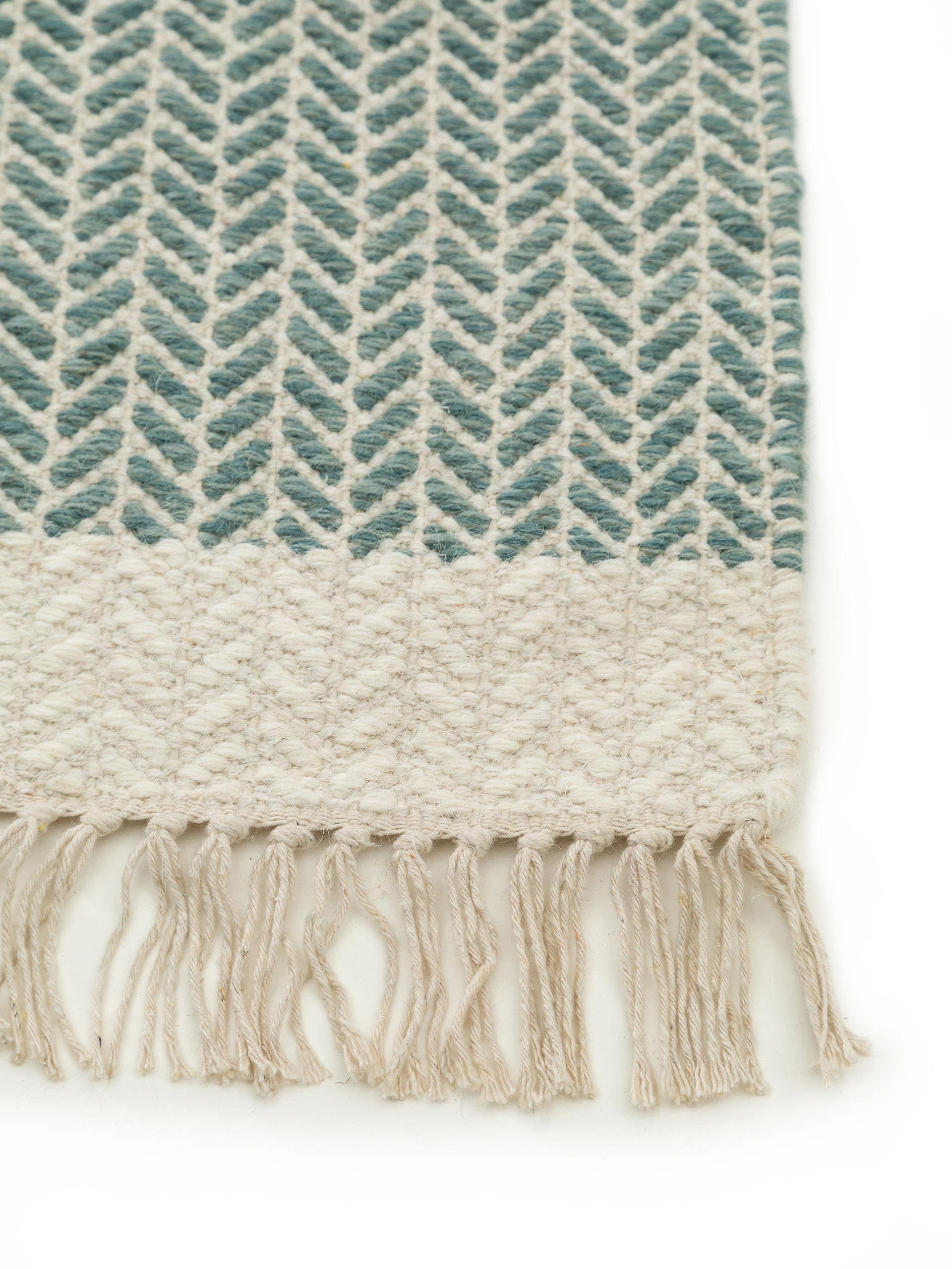 benuta Pure wollen tapijt Kim - Mint 120x170 cm - Katoen, Wol - Rechthoekig & in de stijl: Ikat, Hygge & Cozy, Minimalistisch - Onderhoudsvriendelijk voor woonkamer slaapkamer
